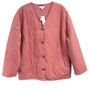 Topshop Washed Quilted Jacket Oversized Nwt Ovoid Pink Sz 12 L